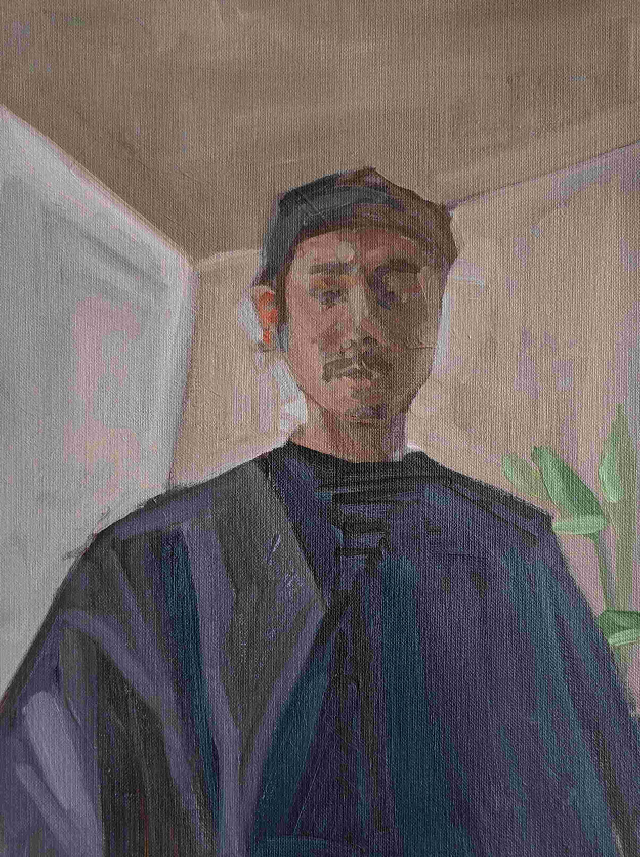 It's Not So Bad After All. 2020. 9 x 12 in. Acrylic on paper. Not available for purchase. Acrylic painting of a man.